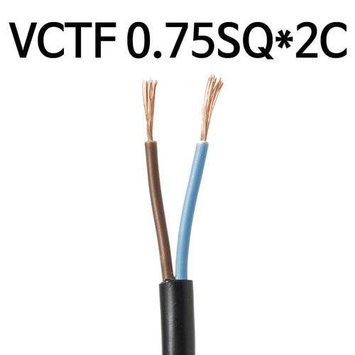 충진형 전선 VCTF 0.75SQ 2C 100M 1롤 연선 1타 케이블 IS12442