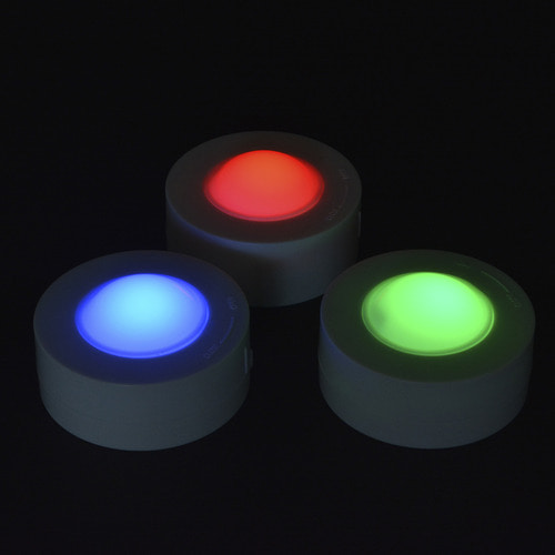 LED 건전지형 무드등 RGB색 3개 세트 13가지칼라색 리모컨작동 AAA배터리형 부착형 인테리어조명