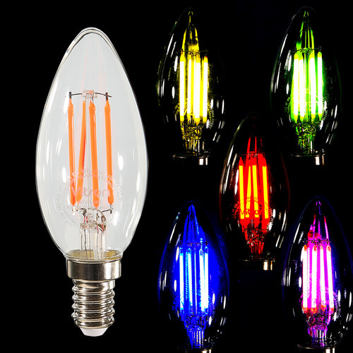 비츠온 LED 칼라 촛대구 에코 4W E14 램프-녹색 빨강색 보라색 파란색 노란색
