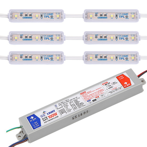 LED3구모듈 캡커버형 백색TPL 100개+SS120W 안정기세트 11.9M 간판조명 LED모듈세트