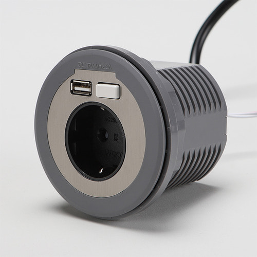 가구 매입 원형 1구 콘센트+USB 1구+LED바 세트 BID-201LED 빌트인