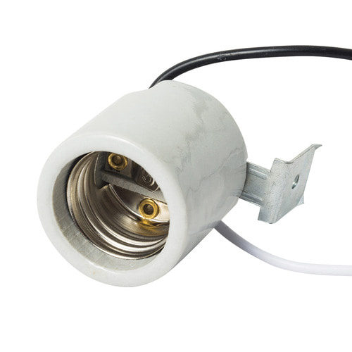 사기 램프 소켓 E26 ㄱ자 붙임쇠 선길이 20cm 브라켓형 백열 삼파장 LED 전구용