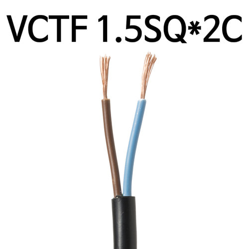 충진형 전선 VCTF 1.5SQ 2C 100M 1롤 연선 1타 케이블 IS12446